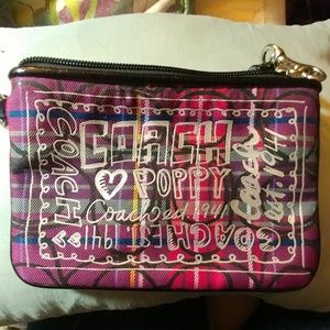 Coach Wristlet Poppy Pink/Purple Tartan